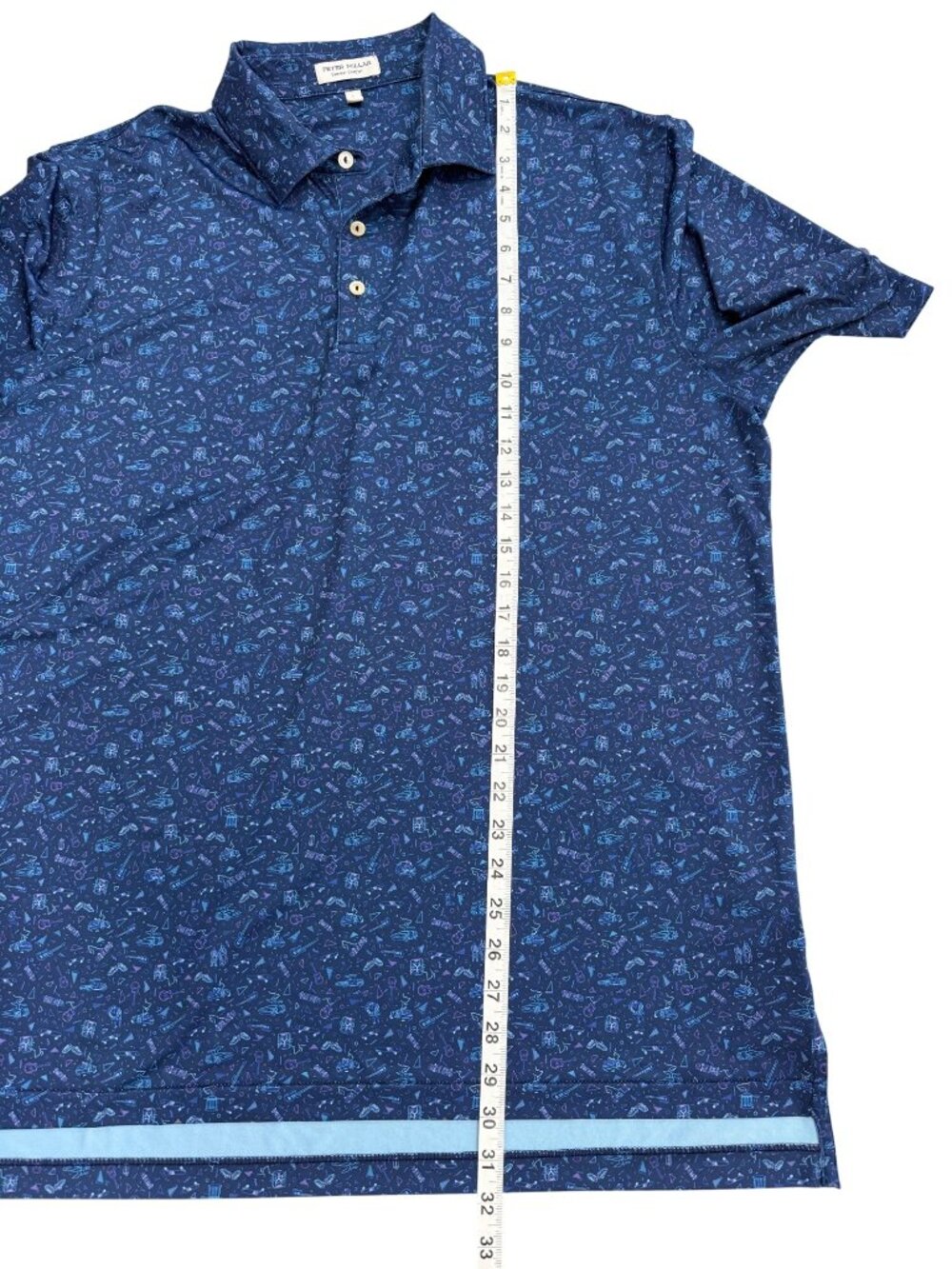 Peter Millar Summer Comfort Men Size L Polo Back To The Future Blue Short Sleeve - Picture 4 of 7
